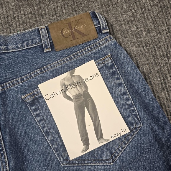 Vintage Calvin Klein Jeans Men 36x34 Blue Double Stone Wash Easy Fit USA 90s NEW - Picture 1 of 15